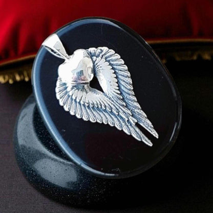 Sterling Silver Angel Wings Charm: Memorial Keepsake, Protection Amulet
