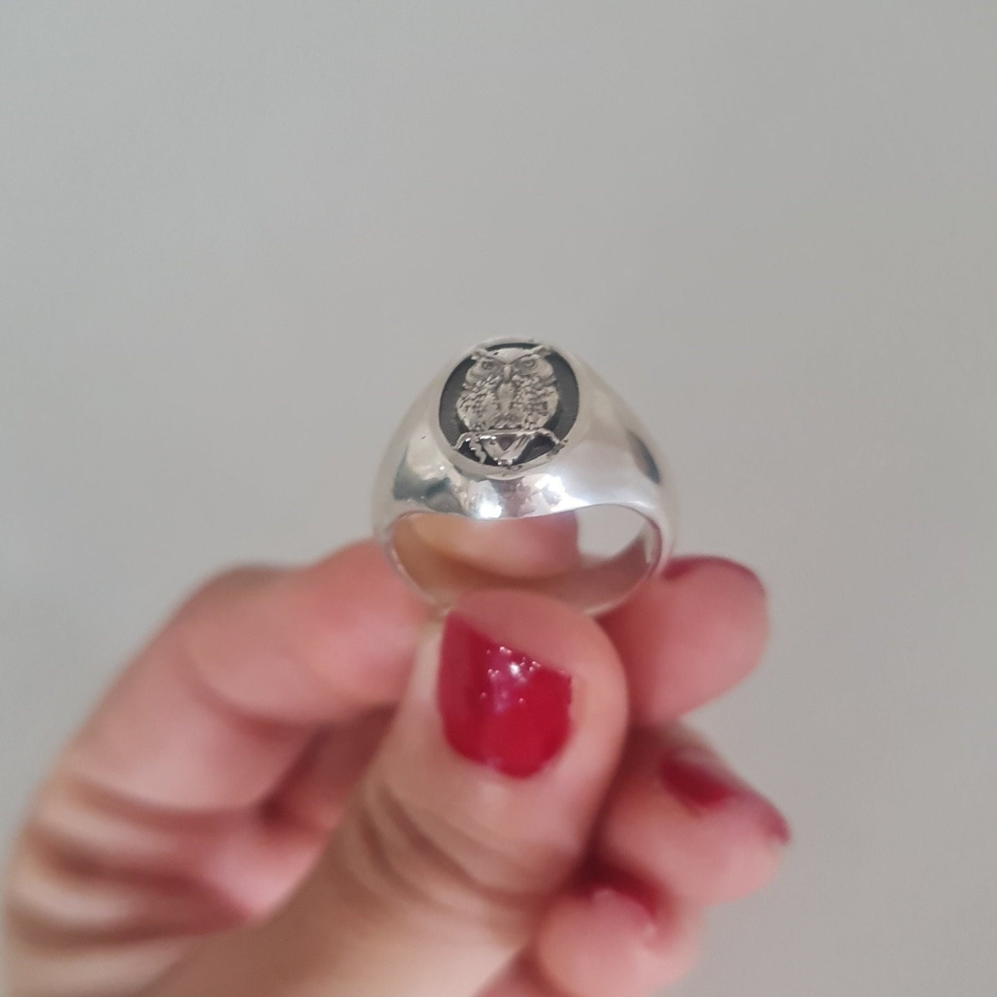 Handmade Sterling Silver Owl Ring: Animal Jewelry Gift