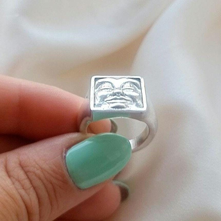 Handmade Sterling Silver Square Face Ring: Minimalist Design