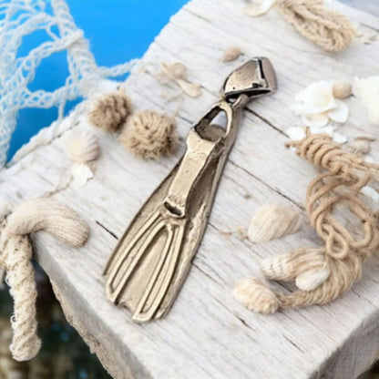 Diver Fin Pendant • Scuba Diving Jewelry • Nautical Ocean Lover Gift • Unisex • Sterling Silver