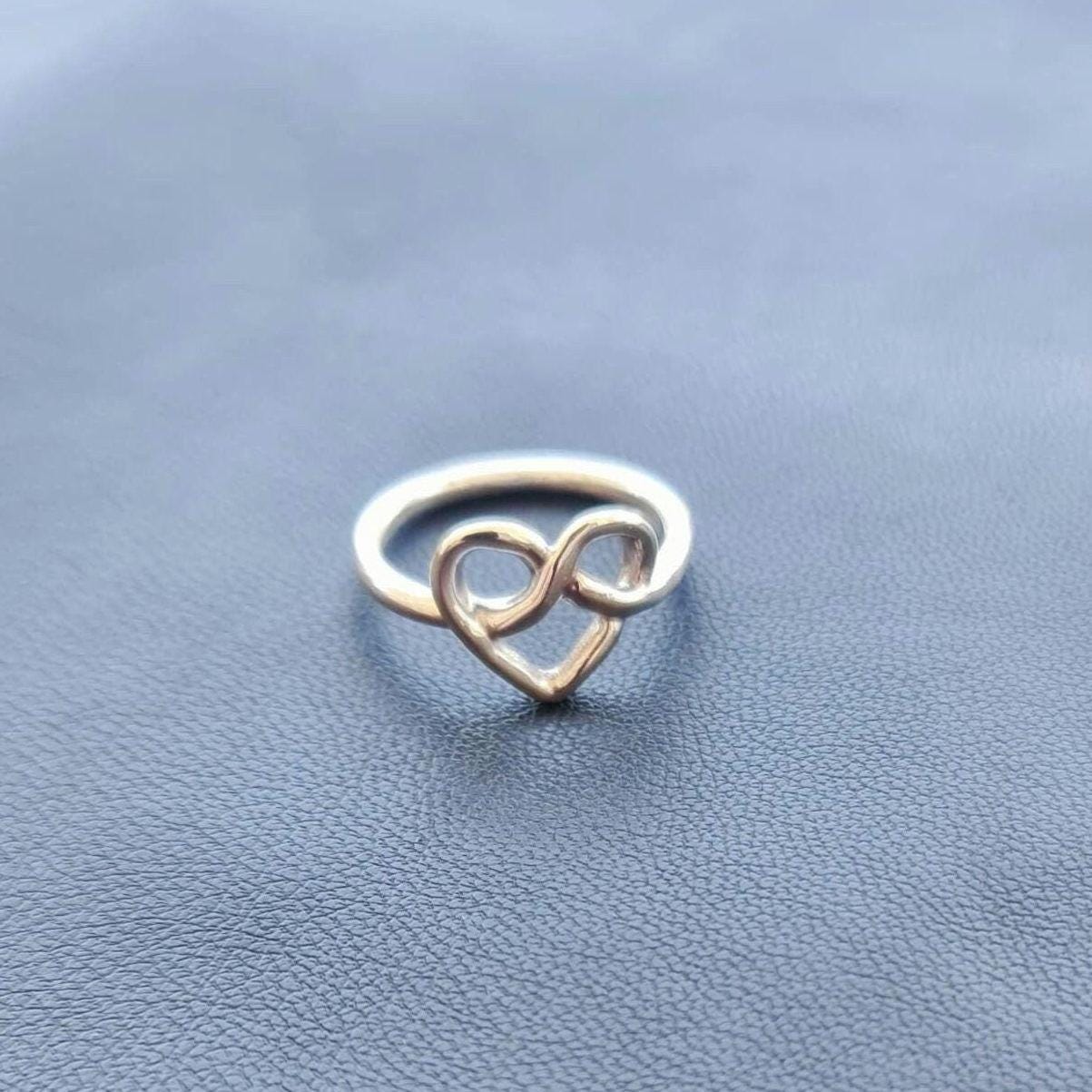 Handmade Sterling Silver Heart Knot Ring: Minimalist Love Jewelry