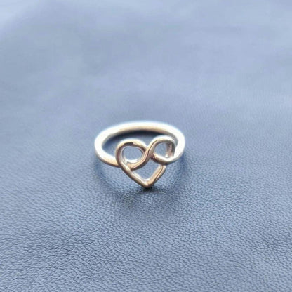 Handmade Sterling Silver Heart Knot Ring: Minimalist Love Jewelry