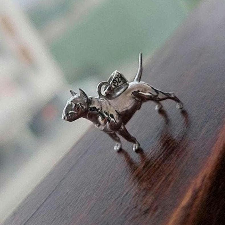 English bull Terrier figurine Pendant  anatomically accurate - Gift for bully Lovers-Solid Sterling Silver