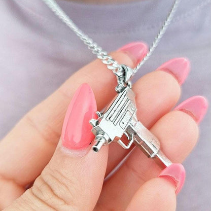 Uzi gun pendant, 925 sterling Silver weapon style, Army jewelry,  handmade steampunk