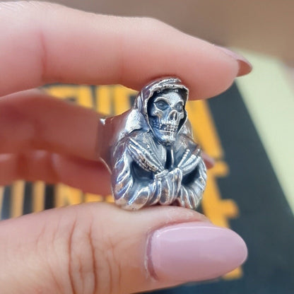 Handmade Punk Horror Skull Ring: 925 Sterling Silver Biker Ring