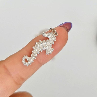 Handmade Sterling Silver Sea Horse Necklace: Oceanic Jewelry Gift