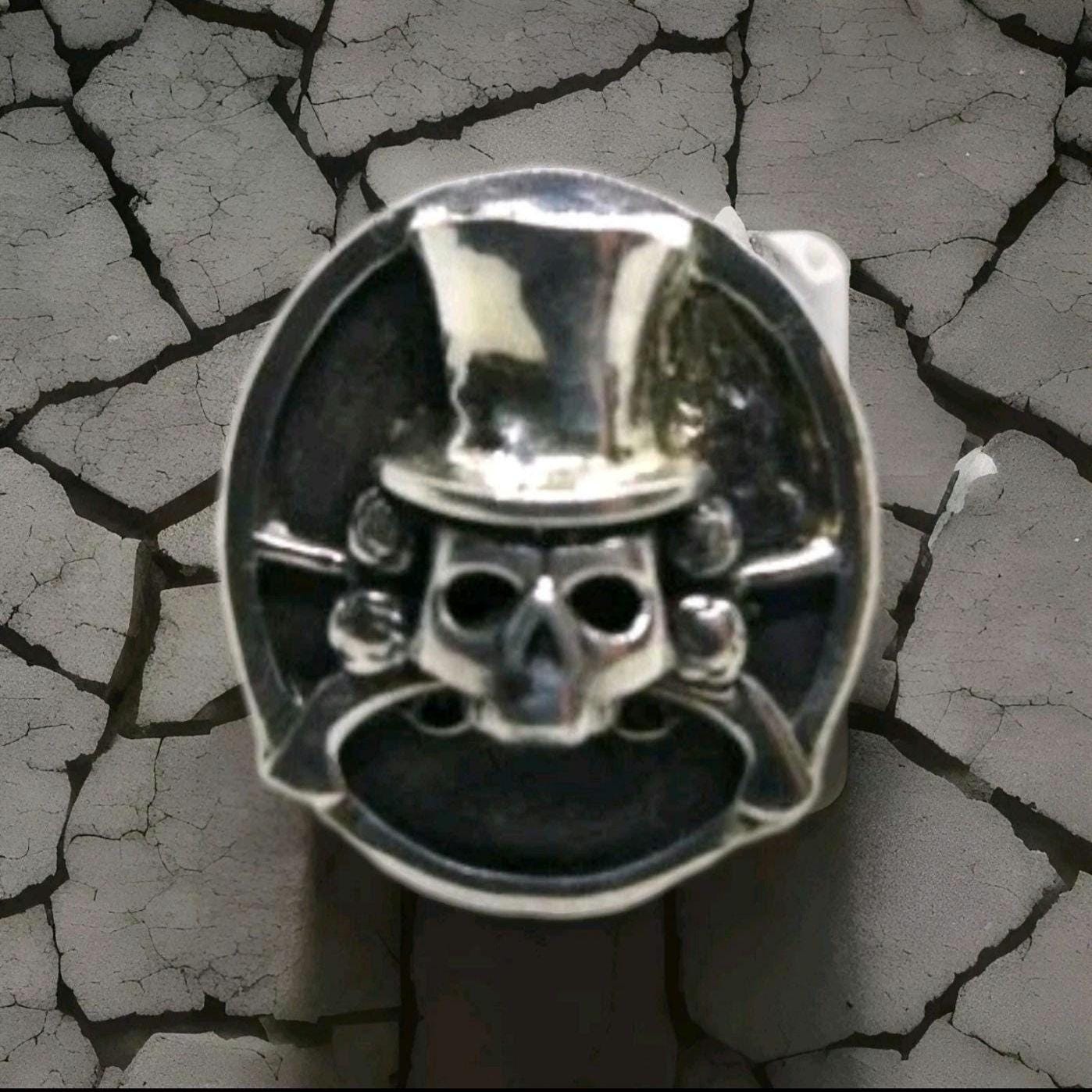 Guns & Roses Skull ring-Unique design-Biker ring-Handmade 925 Silver -20 grams-unique gift