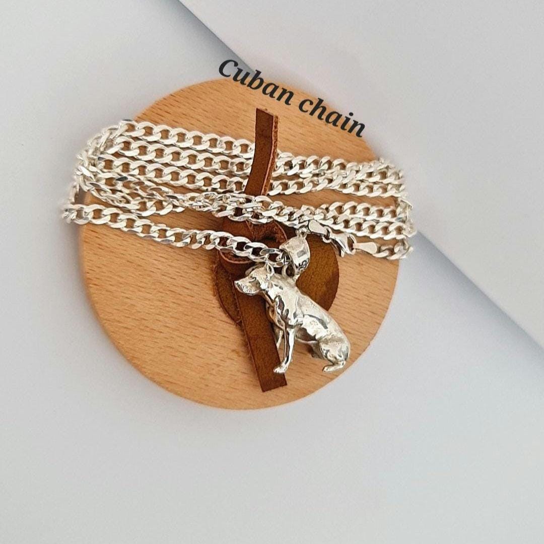 Pitbull  Sterling Silver Solid  figurine Pendant - Pitbull Gift for Lovers of the Breed