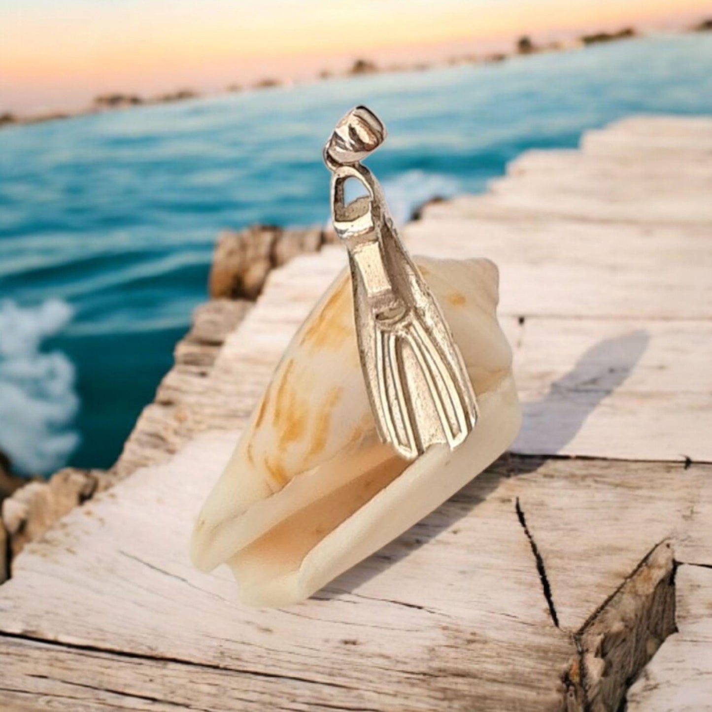Diver Fin Pendant • Scuba Diving Jewelry • Nautical Ocean Lover Gift • Unisex • Sterling Silver