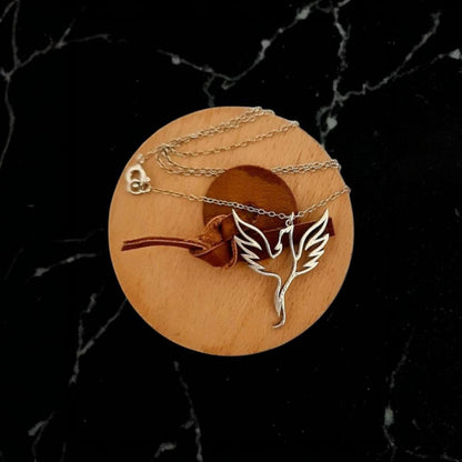 Sterling Silver Phoenix Necklace: Minimalist Rebirth Symbol, 45cm Chain