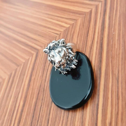 Handmade Sterling Silver Lion Head Ring: Majestic Animal Jewelry