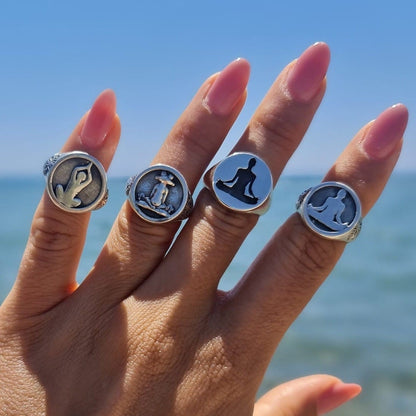 Meditation Om Ring -925  Sterling Silver - Unique Symbol Design -  Handmade