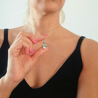 Sterling Silver Sacred Heart Necklace: Flame & Thorns, Catholic Gift