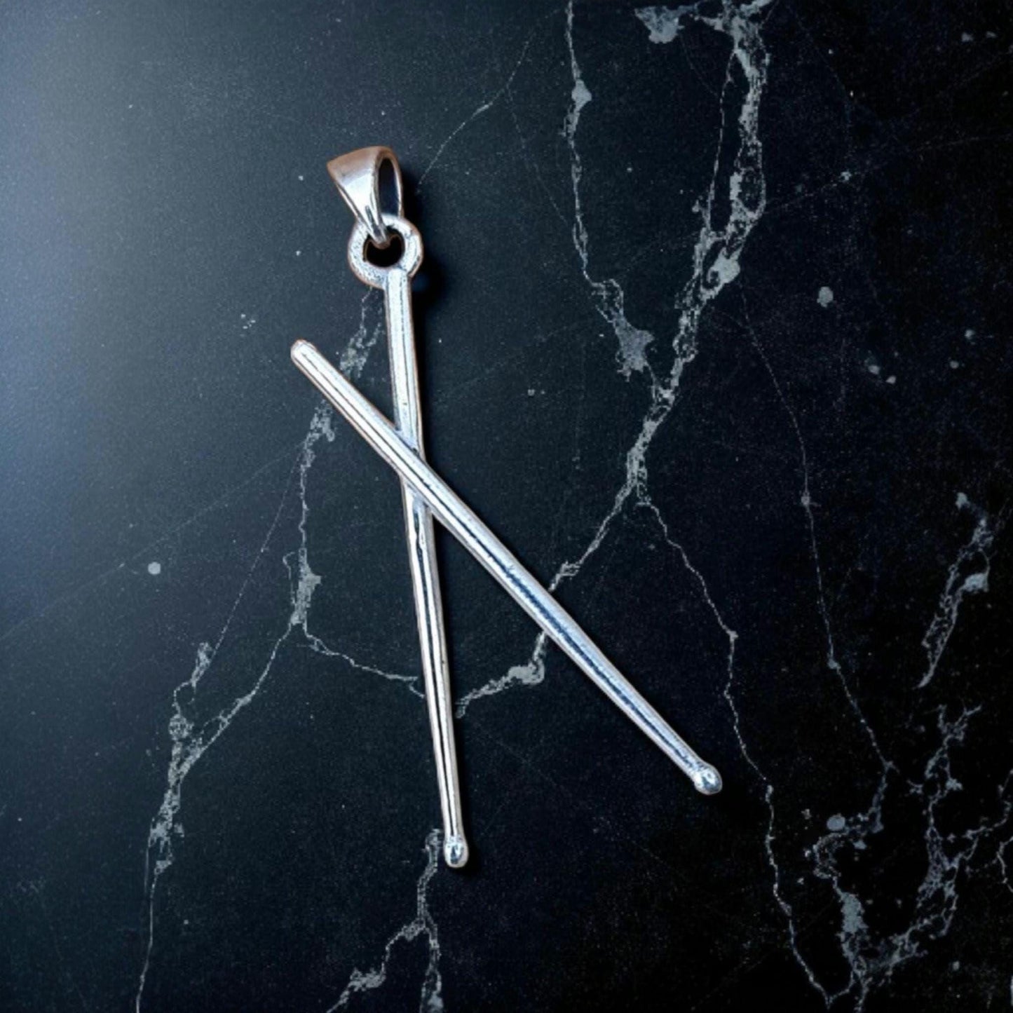 Handmade Sterling Silver Drumsticks Pendant: Rockstar Music Lover Gift