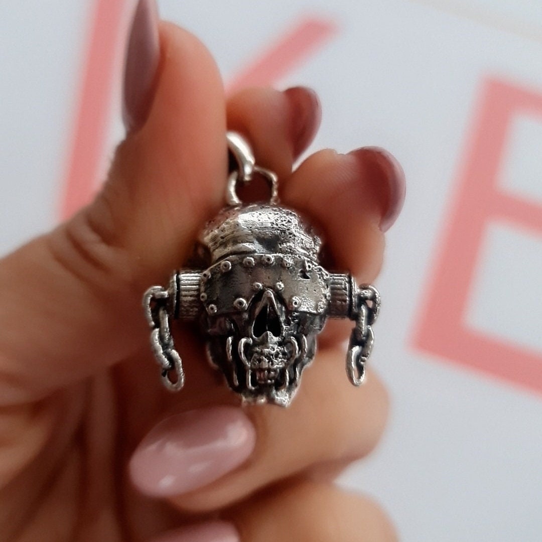 Handmade Sterling Silver Megadeth Vic Rattlehead Pendant: Heavy Metal Skull