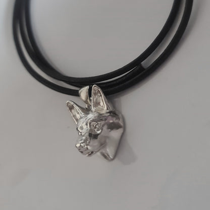 Handmade Sterling Silver German Shepherd Pendant: Detailed Dog Sculpture