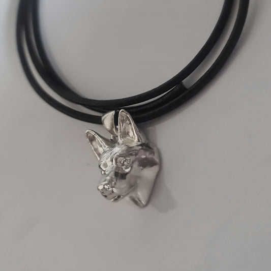 Handmade Sterling Silver German Shepherd Pendant: Detailed Dog Sculpture