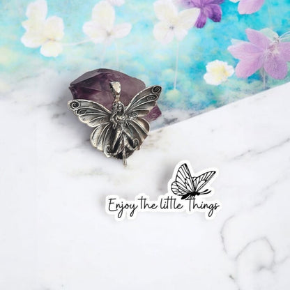 Fairy Necklace  – Silver Faerie Pendant, 45cm PU Cord with Silver Clasp, Fantasy Jewelry, Fairycore Gift for Her