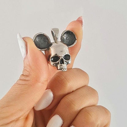 Handmade Gothic Mouse Skull Pendant: Sterling Silver Necklace