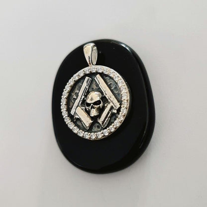 Skull  Guns bordered with Ziecon Gothic Biker Necklace for men & women   Rebel Outlaw Motorcycle Gift