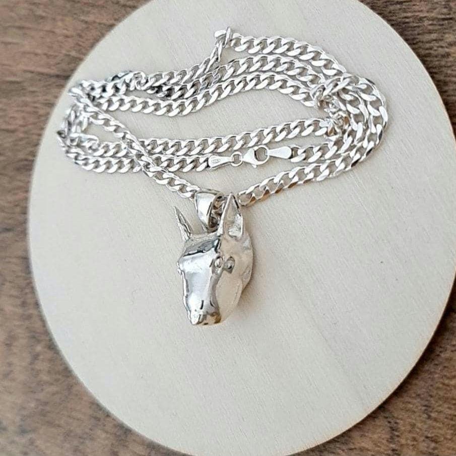 Handmade 925 Silver English Bull Terrier Pendant: Dog Lover Jewelry