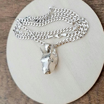 Handmade 925 Silver English Bull Terrier Pendant: Dog Lover Jewelry