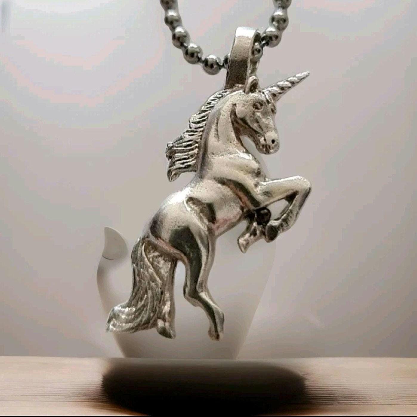 Handmade Sterling Silver Unicorn Necklace: Fantasy Mythology Charm