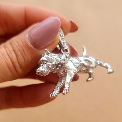 Handmade Sterling Silver American Pit Bull Pendant: Dog Lover Gift