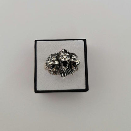 Cerberus Silver Ring • Three Headed Dog Mythology Jewelry • Greek God Hades Guardian Ring • Gothic Statement Gift for Him or Her