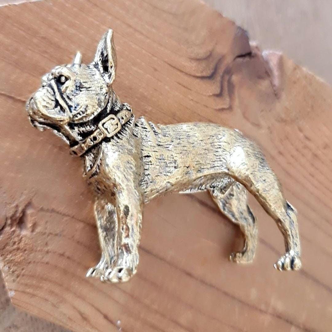 solid brass French Bulldog  figurine -Sculpture-Highly Detailed-Realistic - Deco style " 140 grams" - Decorative