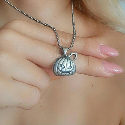 Jack-O'-Lantern Pumpkin pendant - Halloween Gothic charm-  Handmade 925 Silver-