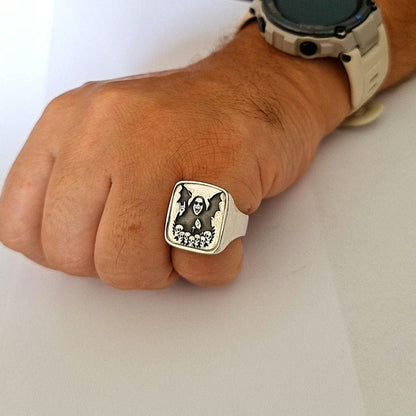Ozzy Osbourne  Tribute Ring Sterling Silver Signet Ring: Gothic  Jewelry- LIMITED EDITION
