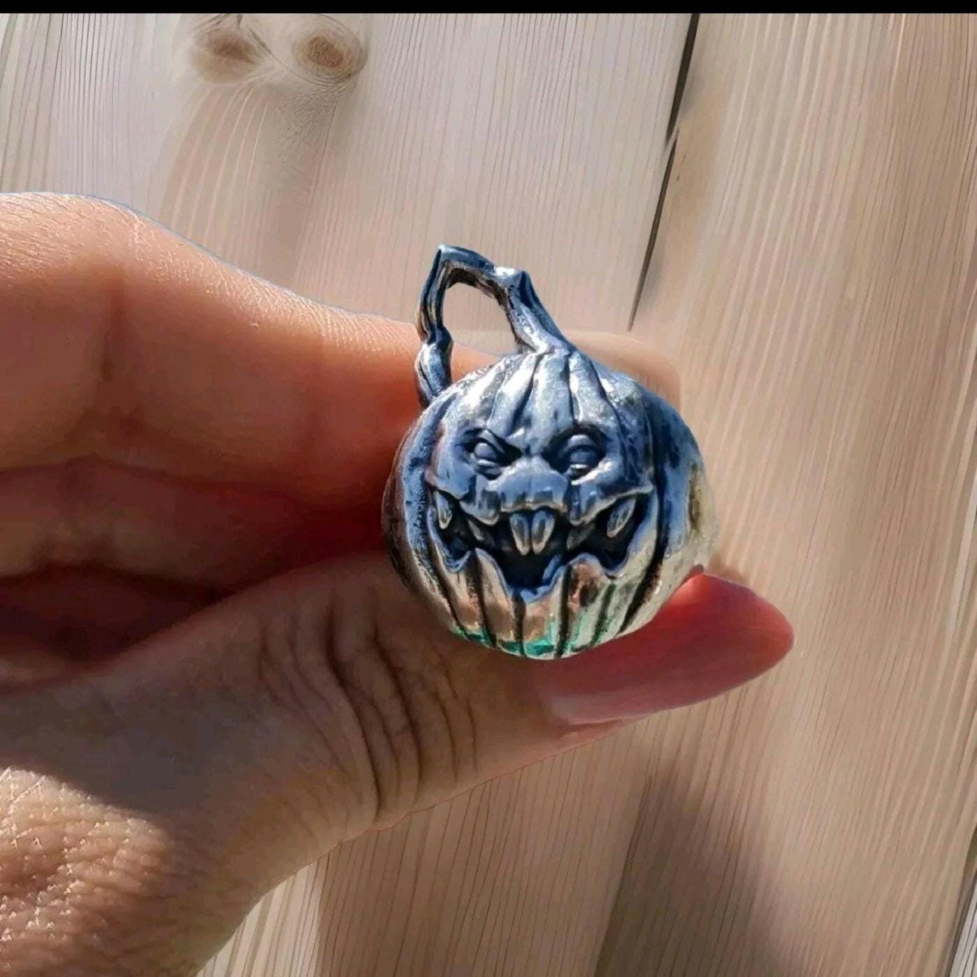 Jack-o'-Lantern Pumpkin ring -Spooky Halloween Jewelry- Handmade Sterling Silver