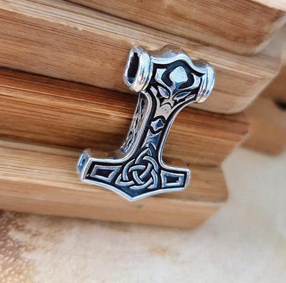 Sterling Silver Thor's Hammer Necklace: Handmade Mjolnir Pendant