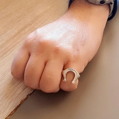 Sterling Silver Horseshoe Signet Ring - Lucky Charm
