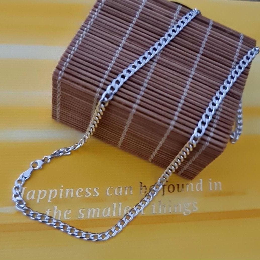 Sterling Silver Chain Necklace Curb Chain and Oval Link Chain 20 Inch