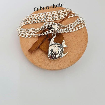 Exotic Fish Pendant - Handmade 925 Sterling Silver Sea Animal Necklace - Minimalist