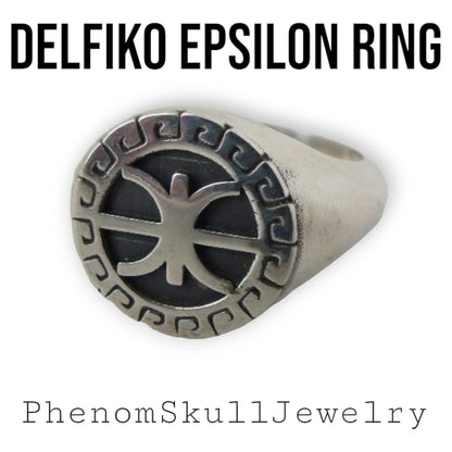 Delfic Epsilon Ring-925 Sterling Silver-Powerful Greek Symbol of Wisdom and Inspiration -