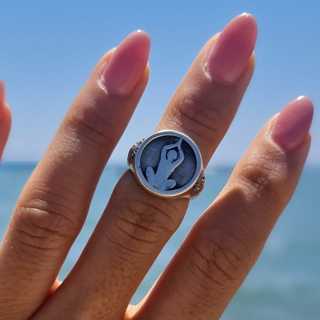Meditation Om Ring -925  Sterling Silver - Unique Symbol Design -  Handmade