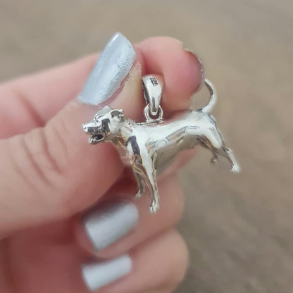 Silver American Staffordshire Terrier Dog figurine Pendant with Unique Design-solid & sturdy S