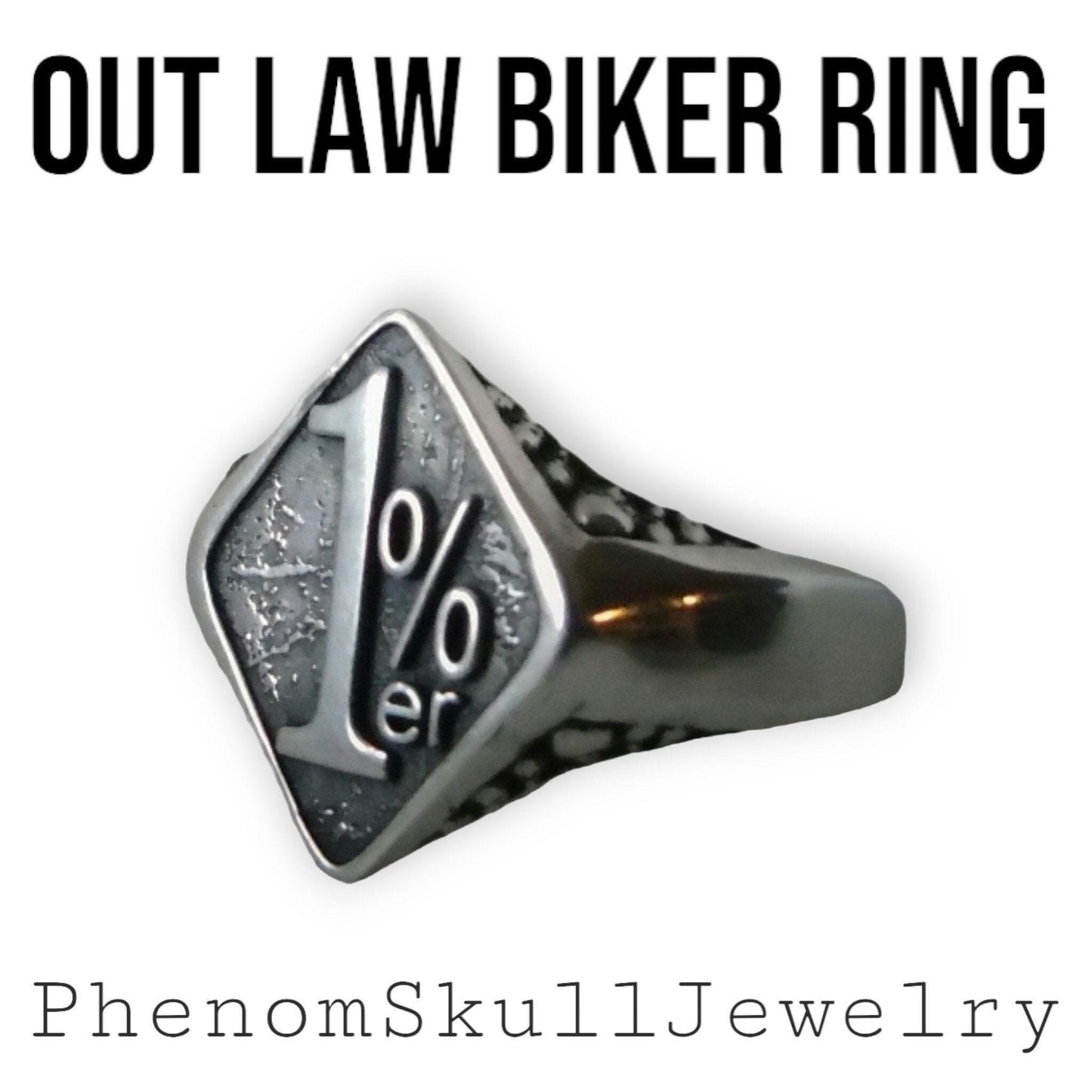 Motorbike Ring in Sterling Silver 1%er - Uniquely Designed Biker Jewelry - Bold & Daring Gift for Outlaws -