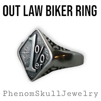 Motorbike Ring in Sterling Silver 1%er - Uniquely Designed Biker Jewelry - Bold & Daring Gift for Outlaws -