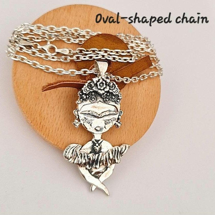 Frida Kahlo Pendant: Sterling Silver Statement Necklace, Handmade
