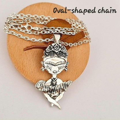 Frida Kahlo Pendant: Sterling Silver Statement Necklace, Handmade