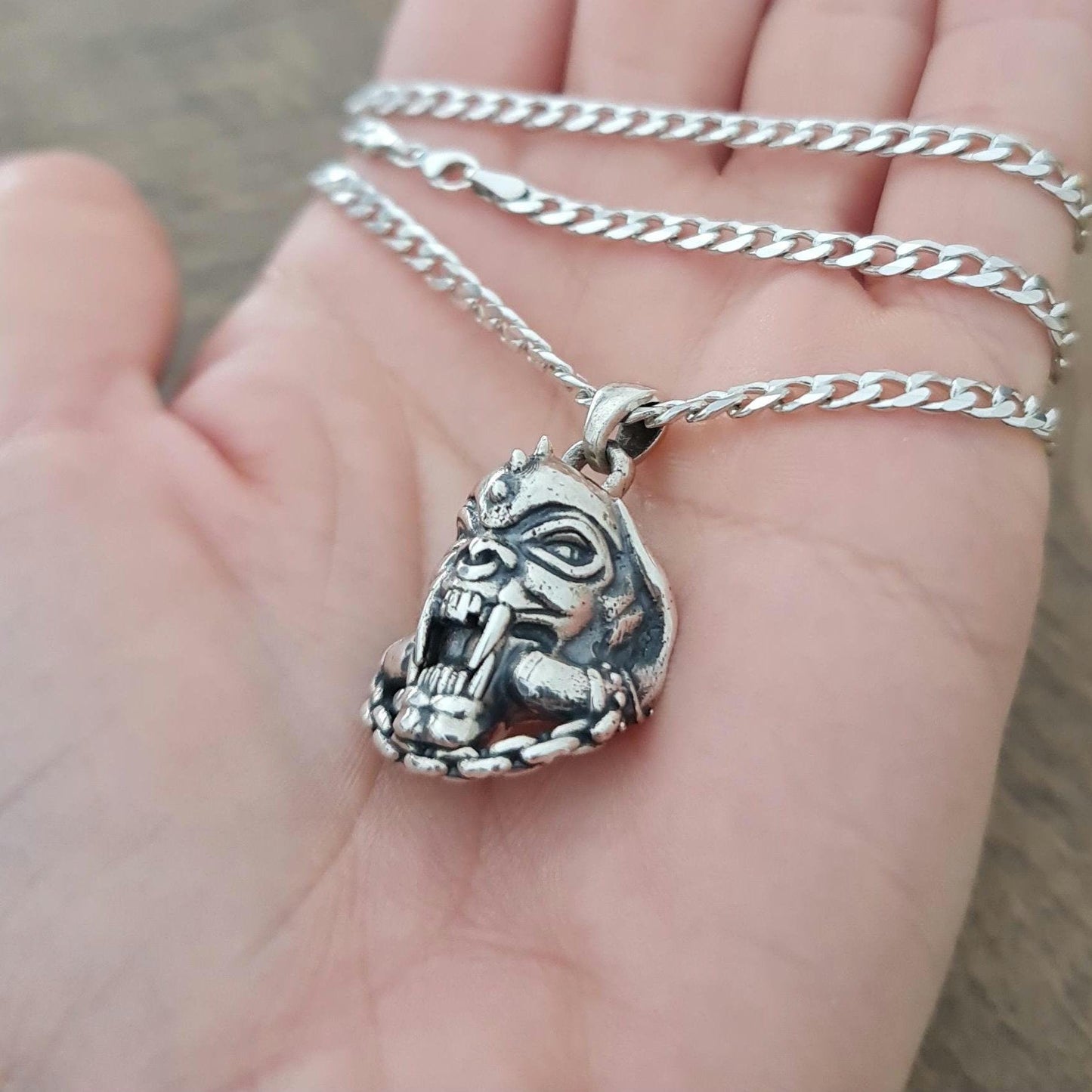 Motorhead Snaggletooth War Pig Pendant-  Sterling Silver-Heavy Duty Design for the Ultimate Rockstar