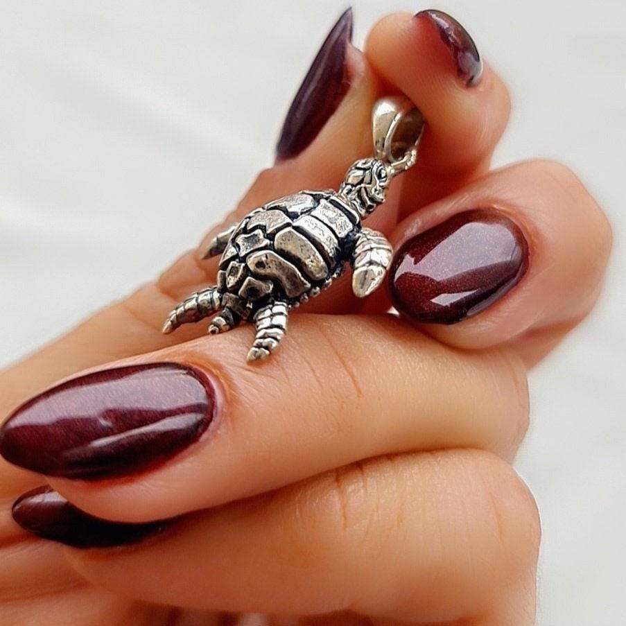 Handmade Sterling Silver Sea Turtle Pendant Necklace: Ocean Jewelry