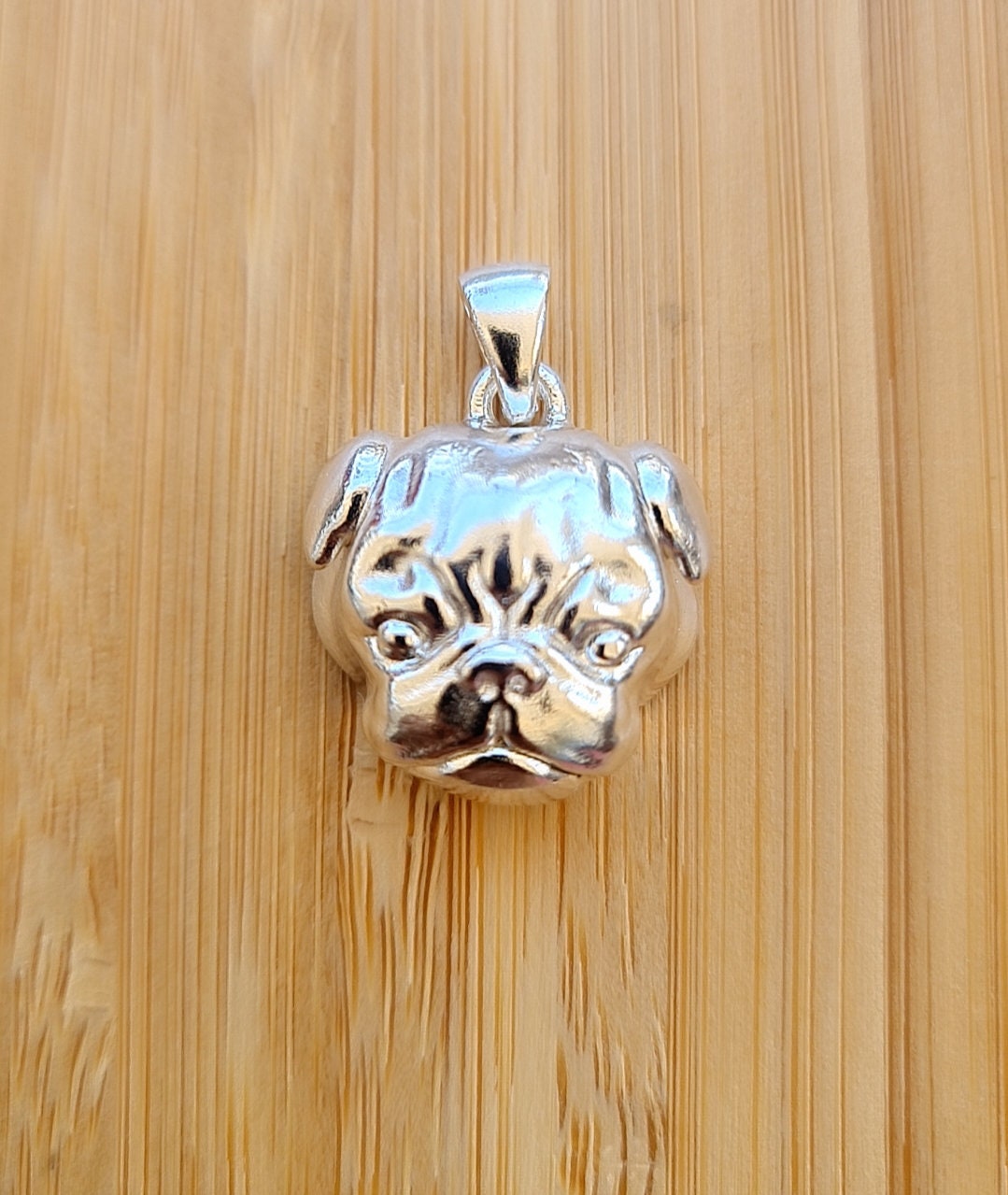 Handmade Sterling Silver Pug Pendant: Minimalist Dog Lover Gift