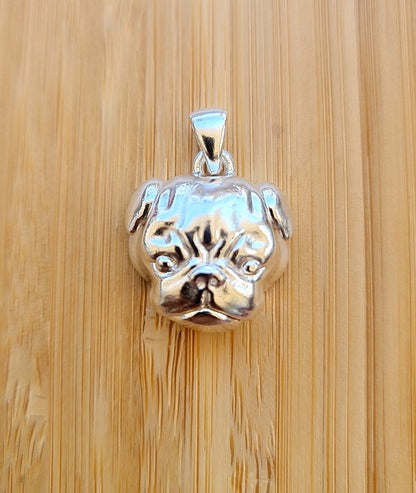 Handmade Sterling Silver Pug Pendant: Minimalist Dog Lover Gift