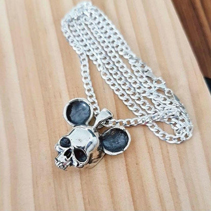 Handmade Gothic Mouse Skull Pendant: Sterling Silver Necklace