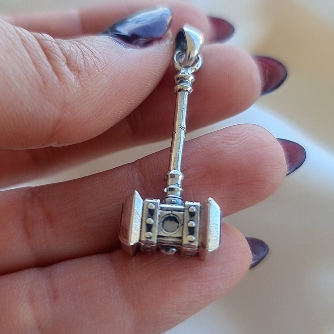 Handmade Sterling Silver Orgrim Doomhammer Pendant - Warcraft Jewelry